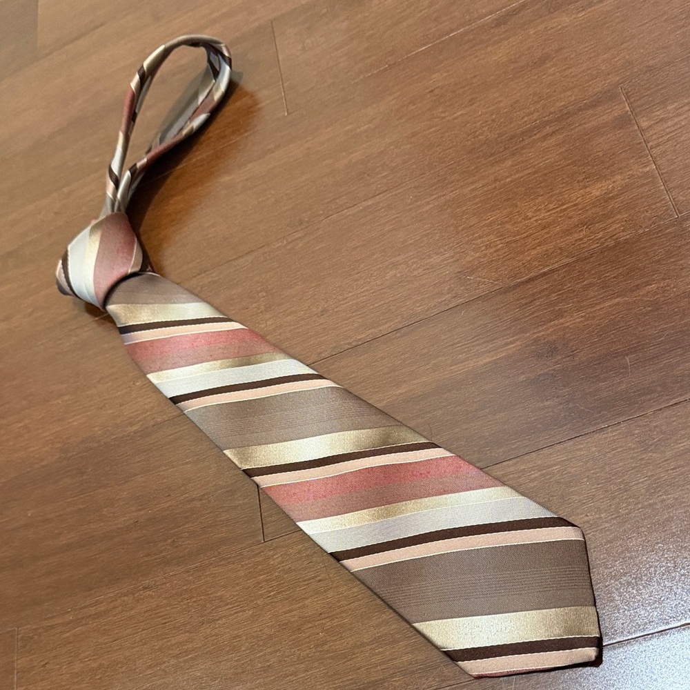 Allyn St George Striped Men's Tie in Brown and Pink